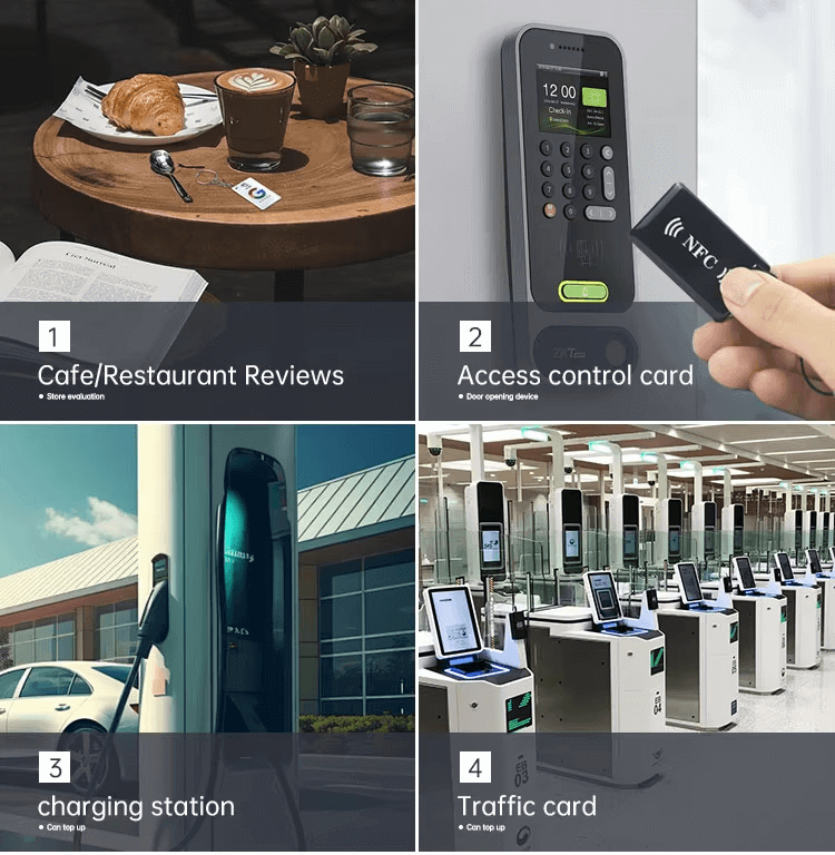 Персонализирани епоксидни RFID ключодържатели за членски достъп с демонстрация на безконтактно сканиране.