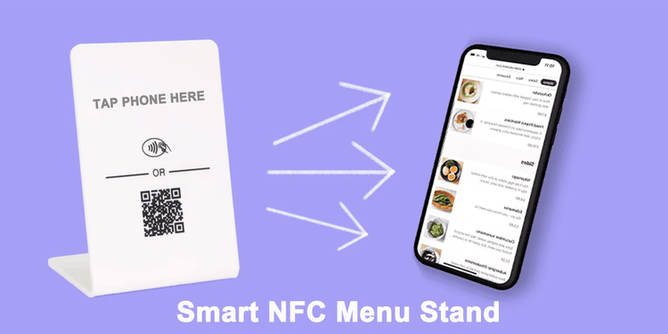Изображението показва персонализирана NFC стойка за софтуерни демота и продуктови премиери в detail view за приложения с NFC Stands.