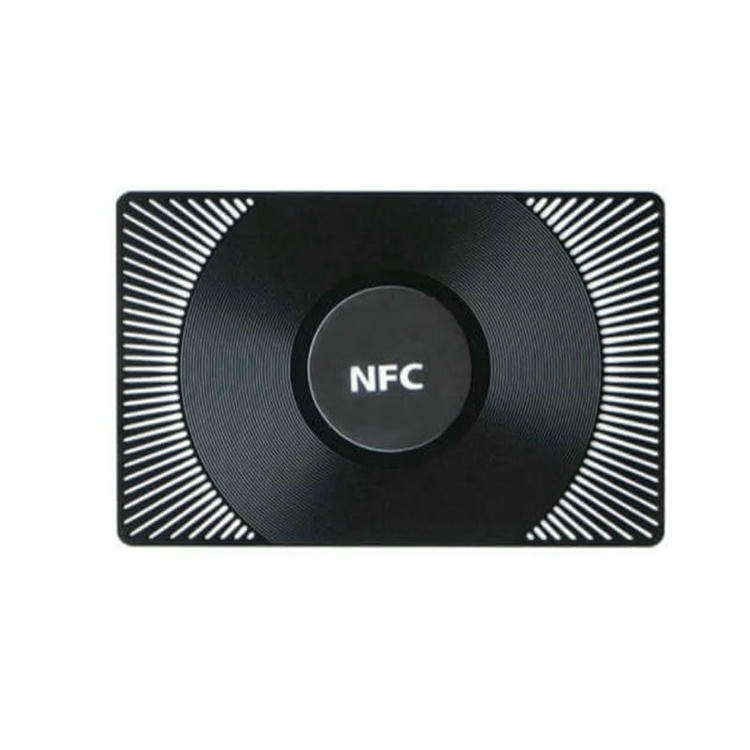 Ясен изглед на Персонализирани матови черни метални NFC визитни картички с детайлен изглед за приложения в категория Метални визитни картички.