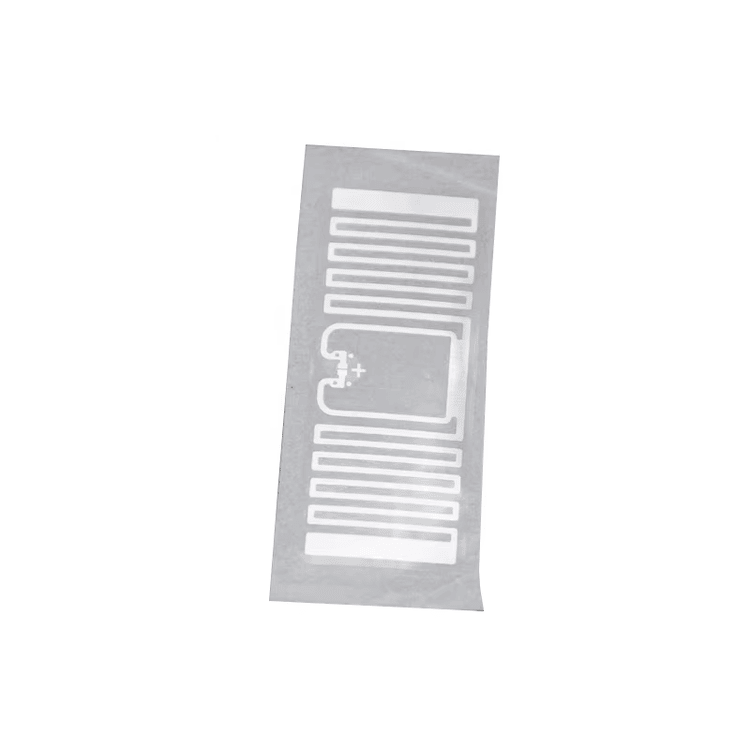 Продуктова снимка на UHF RFID етикети за конвейерни сортиращи системи с показ на детайл на чипа в категория UHF RFID етикети.