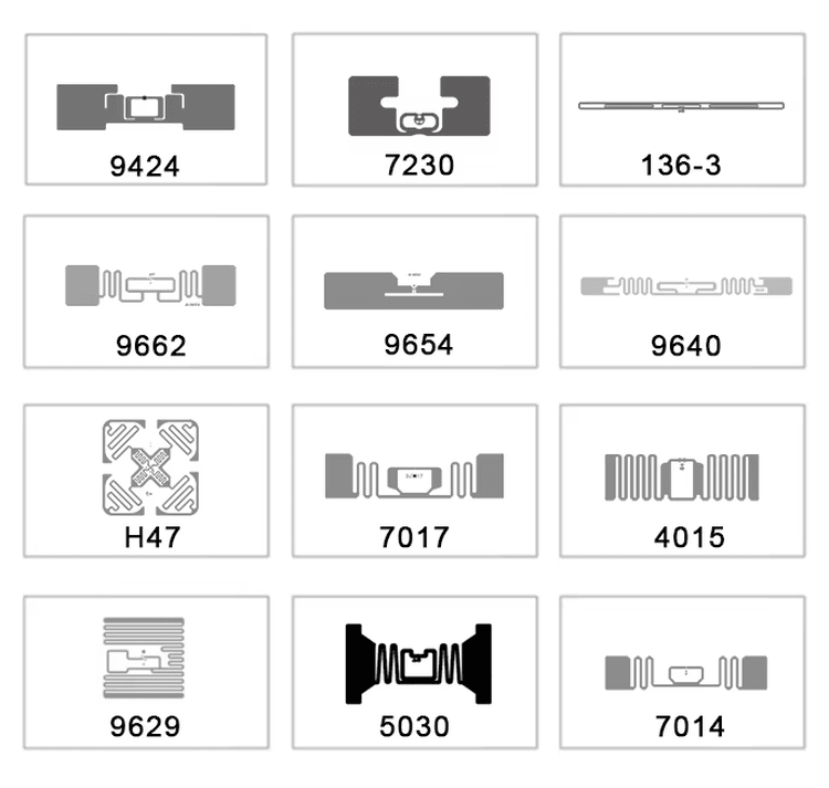 UHF RFID етикети за локации на складови стелажи, показани върху метална повърхност за приложения с UHF RFID етикети.