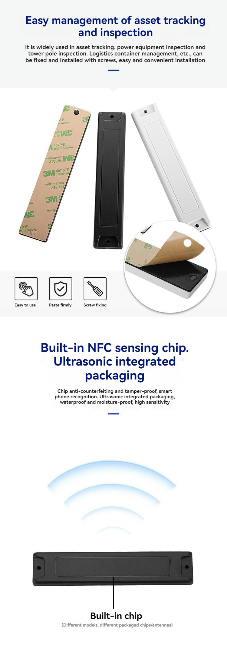 ABS RFID тагове за метал за тежки машини с матирано метално покритие за B2B проекти за проследяване на активи.