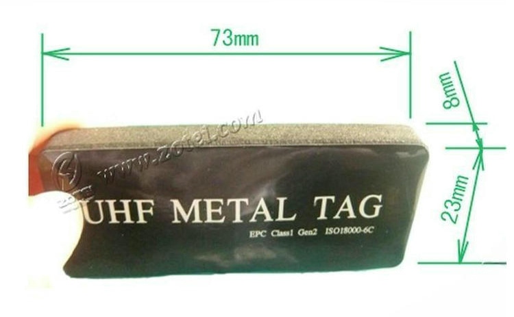 Епоксиден UHF антиметален RFID таг за метални активи с акцент върху четкан метален финиш за проекти с други RFID тагове за метал.