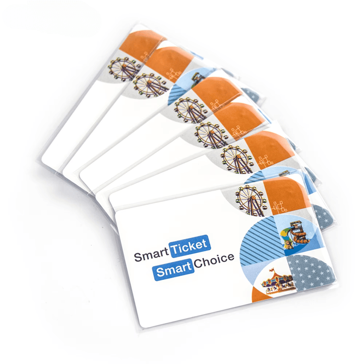RFID карти Smart Ticket Smart Choice с цветна графика върху хартиена основа за бърза регистрация и по-добър контрол срещу измами.