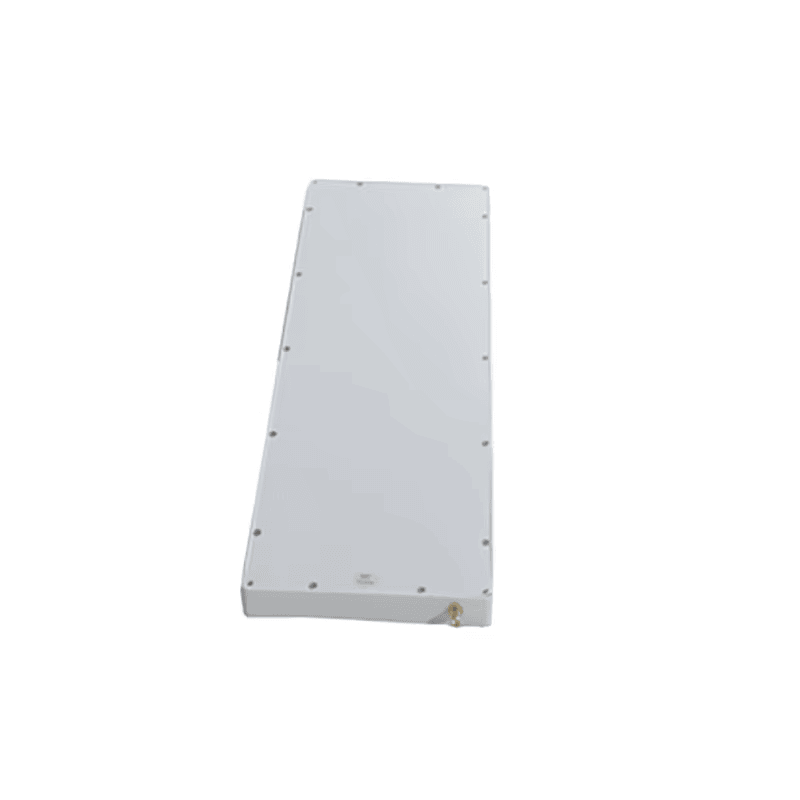 Изображението показва UHF панелната RFID антена ZK-ANT4516 в изправен преден изглед със съединител видим на долния ръб.