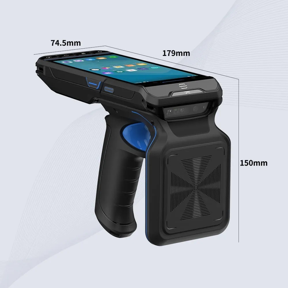 ZK-RFID CK-B2G четец със сменяема батерия 4000mAh за непрекъсната работа при дълги складови смени.