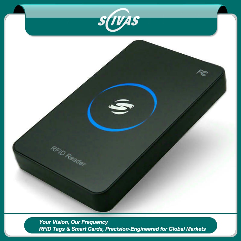 Черният UHF RFID настолен четец R17-C разполага с елегантен ABS корпус и вградена антена за задачи по управление на активи