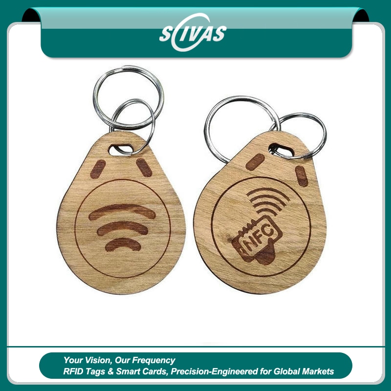 Дървени RFID ключодържатели с гравиране за достъп