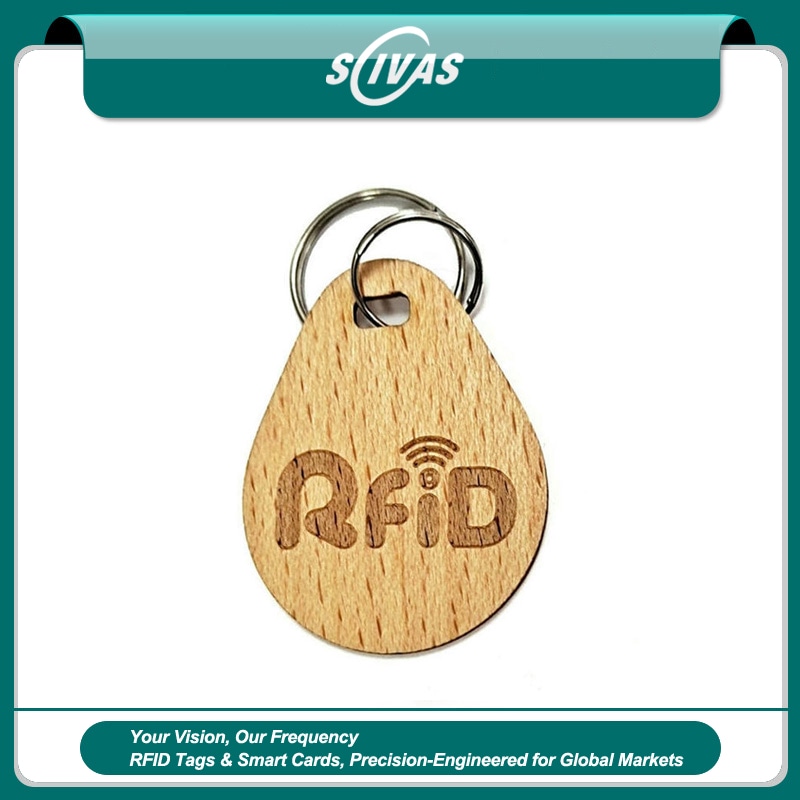 Дървени RFID ключодържатели за класически кръгъл достъп