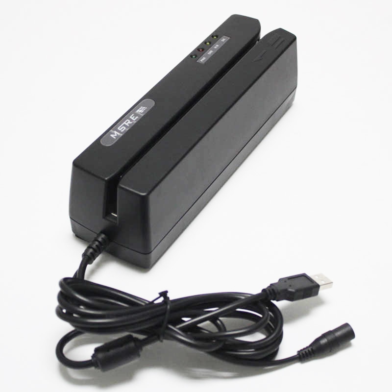 USB Hi-Co енкодер за карти с магнитна лента, показан от перспектива с ясно разположение на антената за приложения с Magnetic Card Encoders.