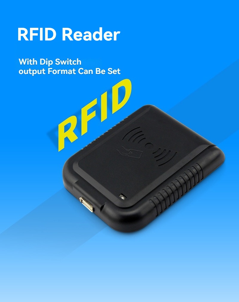 Изображението показва LF RFID четец за 125KHz UID четене в система за сигурност и приложения с 125KHz LF RFID четци.