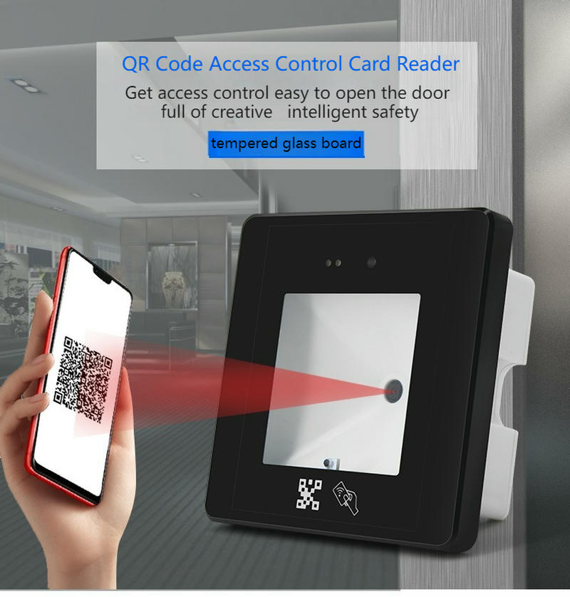 Изображението показва QR RFID четец за контрол на достъп за посетители в система за сигурност при приложения с RFID Access Control Readers.