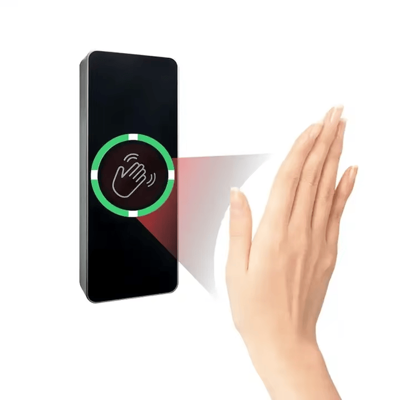 Tuya WiFi бутон за изход без докосване за интелигентно освобождаване на врата с изглед отстрани при сравнение на решения в категория Бутони за изход.