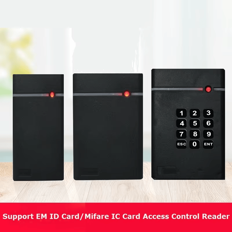 Компактен RFID четец за контрол на достъпа до вили, показан с клеми за окабеляване за купувачи, сравняващи RFID Access Readers решения.