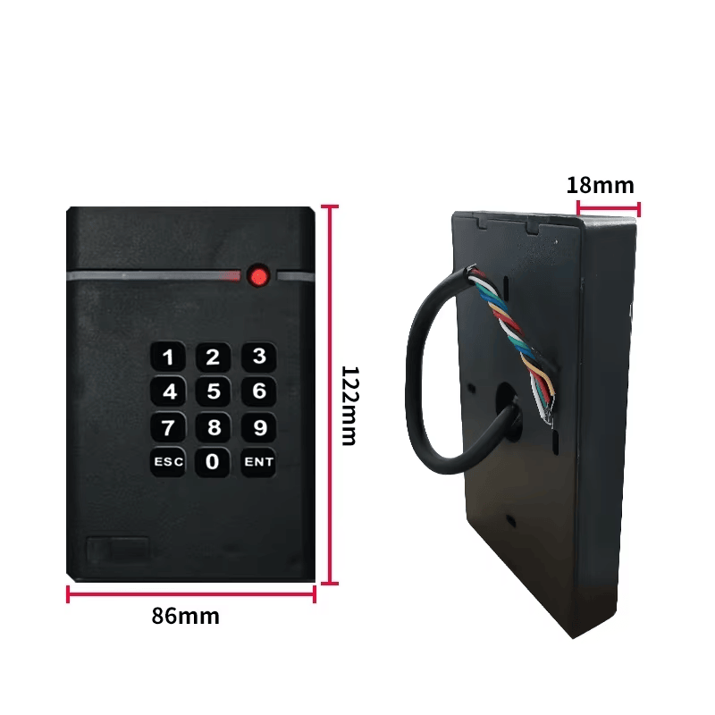 Ръководство за стенен монтаж на RFID четеца 204, показващо как се отделя задната плоча и се фиксира към стената.